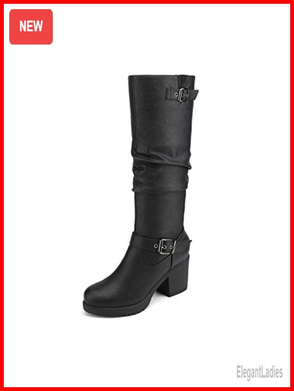 Women's Knee High Chunky Heel Tall Platform Boots Faux Fur Lined